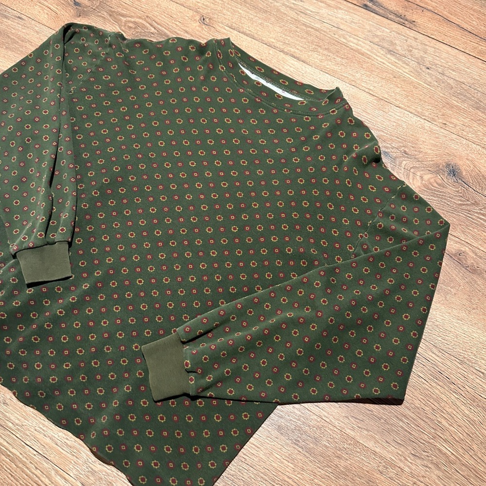 Vintage United Colors of Benetton Green Medallion Print Top Women Large